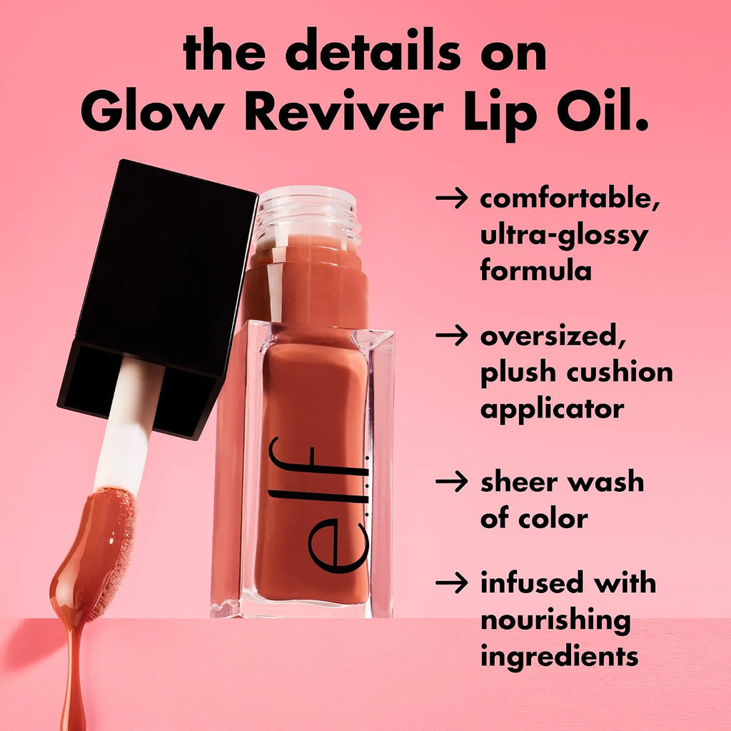 Glow Reviver Lip Oil, Tinted, Hydrating & Non-Sticky, Pink Quartz