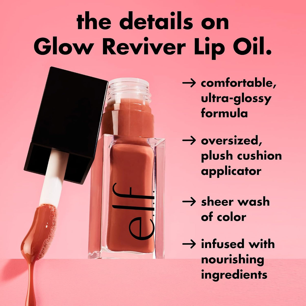 Glow Reviver Lip Oil, Tinted, Hydrating & Non-Sticky, Pink Quartz